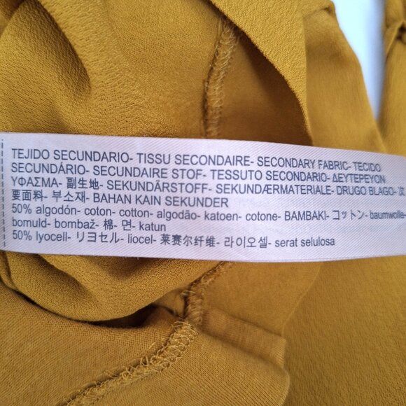 Massimo Dutti Yellow Ochre Top with Ruffle Detail Sleeves - Picture 5 of 8